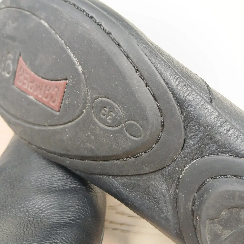 Camper Ankle Boots Womens 9 Black Leather Minimalist Comfort Casual Zip